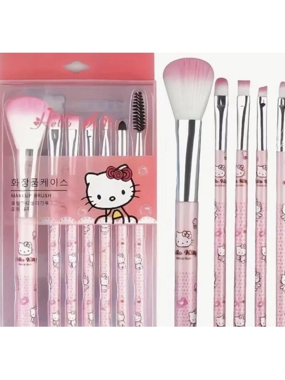 Hello Kitty Pink and White Makeup Brush Set